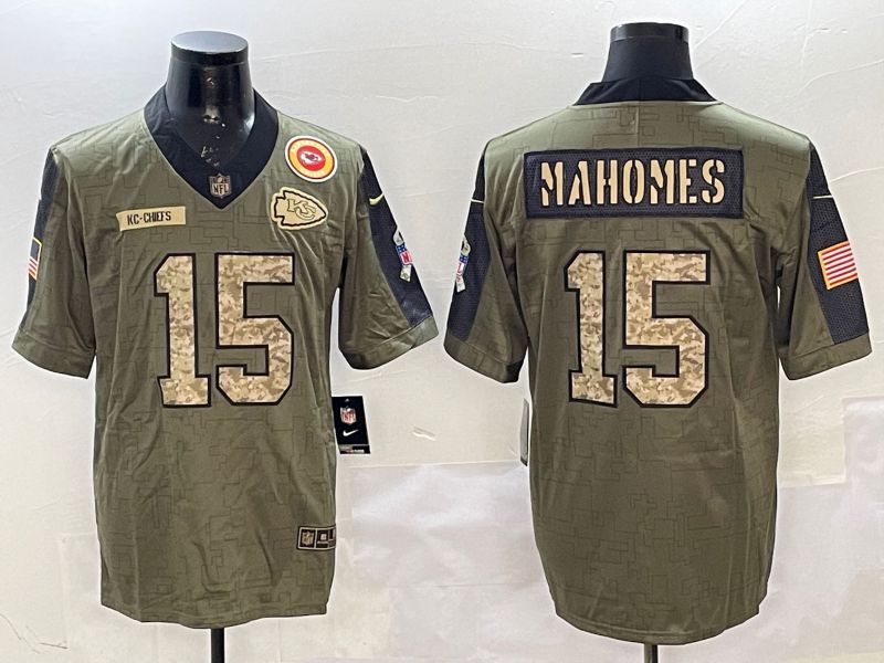 Men Kansas City Chiefs #15 Mahomes Green 2025 Nike Salute to Service Limited NFL Jersey style 11